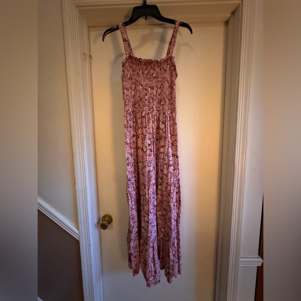 Elegant Pink Floral Jessica Simpson Maxi Dress
